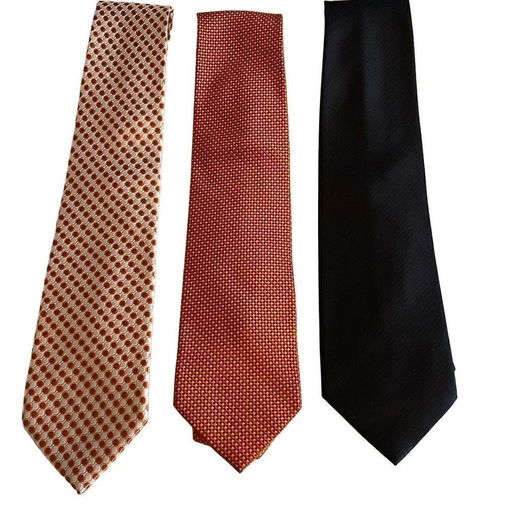 Tie Bundle. Countess Mara and other brands 3 100% Silk Ties. Black/Orange/White‎